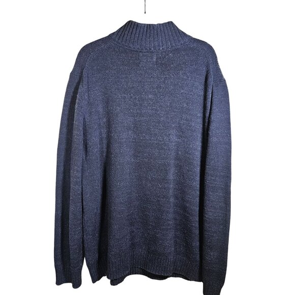 Men Blue Ribbed Sweater XL Cozy Grandpacore Fall Layering Dadcore Warm - Picture 3 of 11